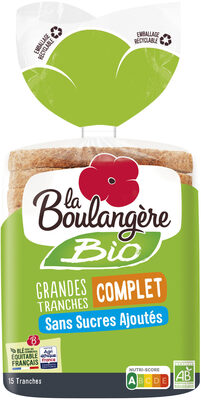 Pain de mie Bio grandes tranches complet sans sucres ajoutés 500g
